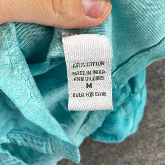 Keren Hart Shirt Women M Medium Blue Button Up Collared Long Sleeve Cotton - Picture 6 of 9